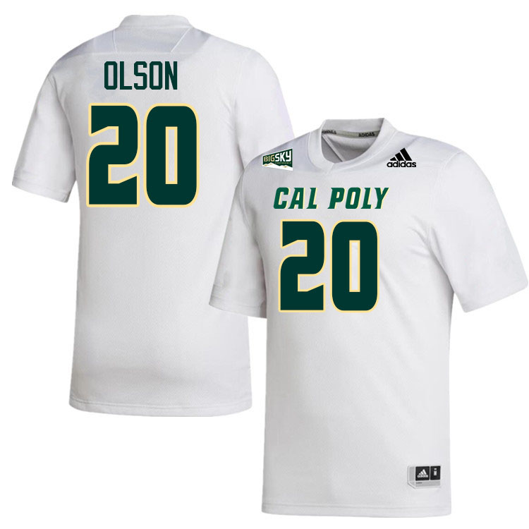 Cal Poly Mustangs #20 Kenny Olson College Football Jerseys,Uniforms Stitched-White
